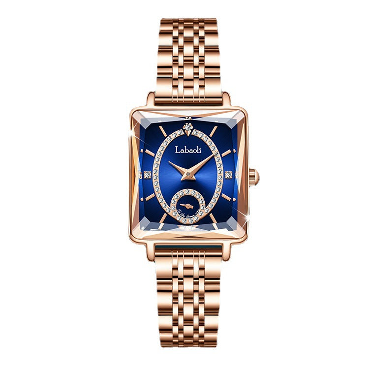 Fashion Square Ladies Rose Gold Diamond Watch