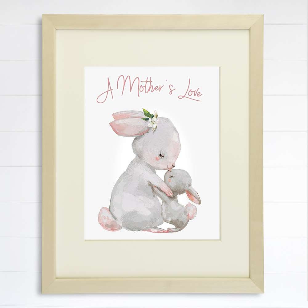 Mother and Child Bunny Wall Art Print - 8x10