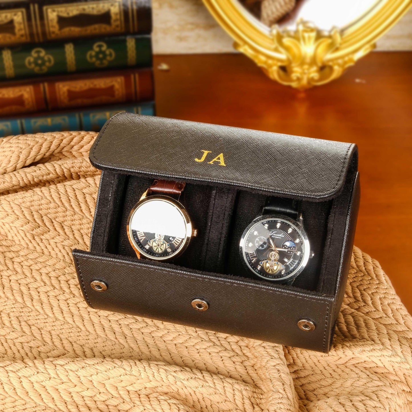 Personalized Leather Watch Box, PU Leather Watch Box, Travel Watch Case, Husband Gift, Groomsman Watch Case Gift, Gift for him,Wedding gifts