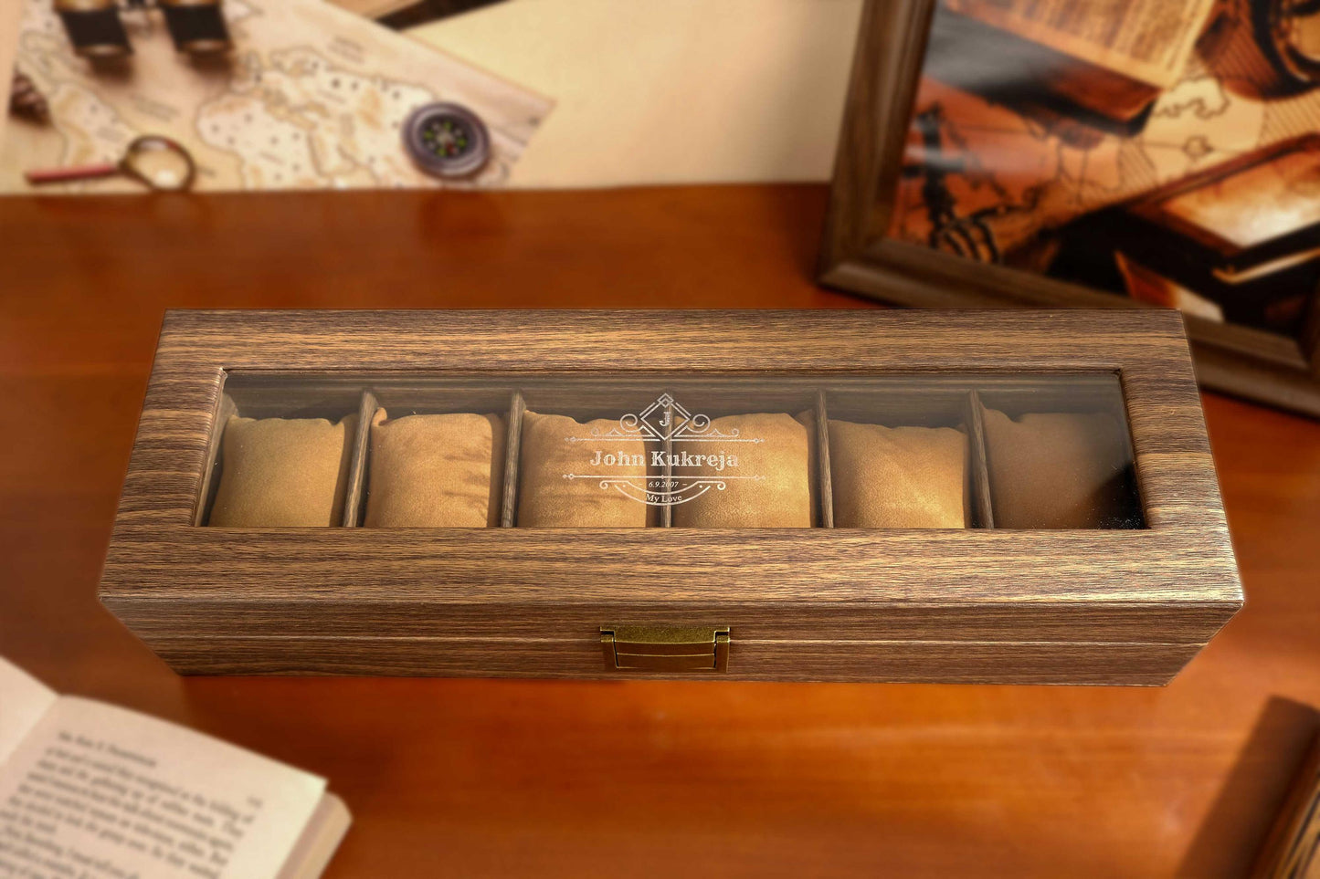 Personalized PU Leather Watch Box for 6 slot, Watch box for men, Watch organizer men, Watch Storage Case, Father's days gift, Wedding Gift