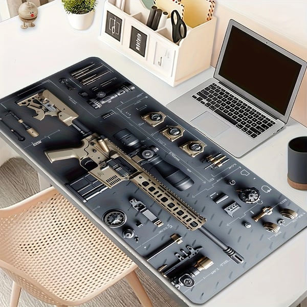 Large Military Weapon Parts Design Mouse Pad with Non-Slip Base