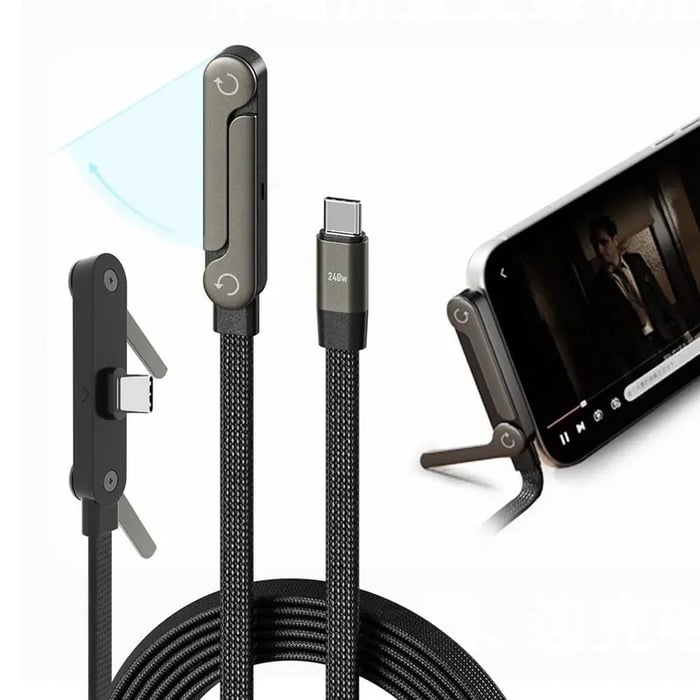 240W Super Fast Charging 2-in-1 Charging Cable & Phone Stand