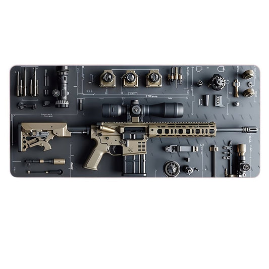 Large Military Weapon Parts Design Mouse Pad with Non-Slip Base