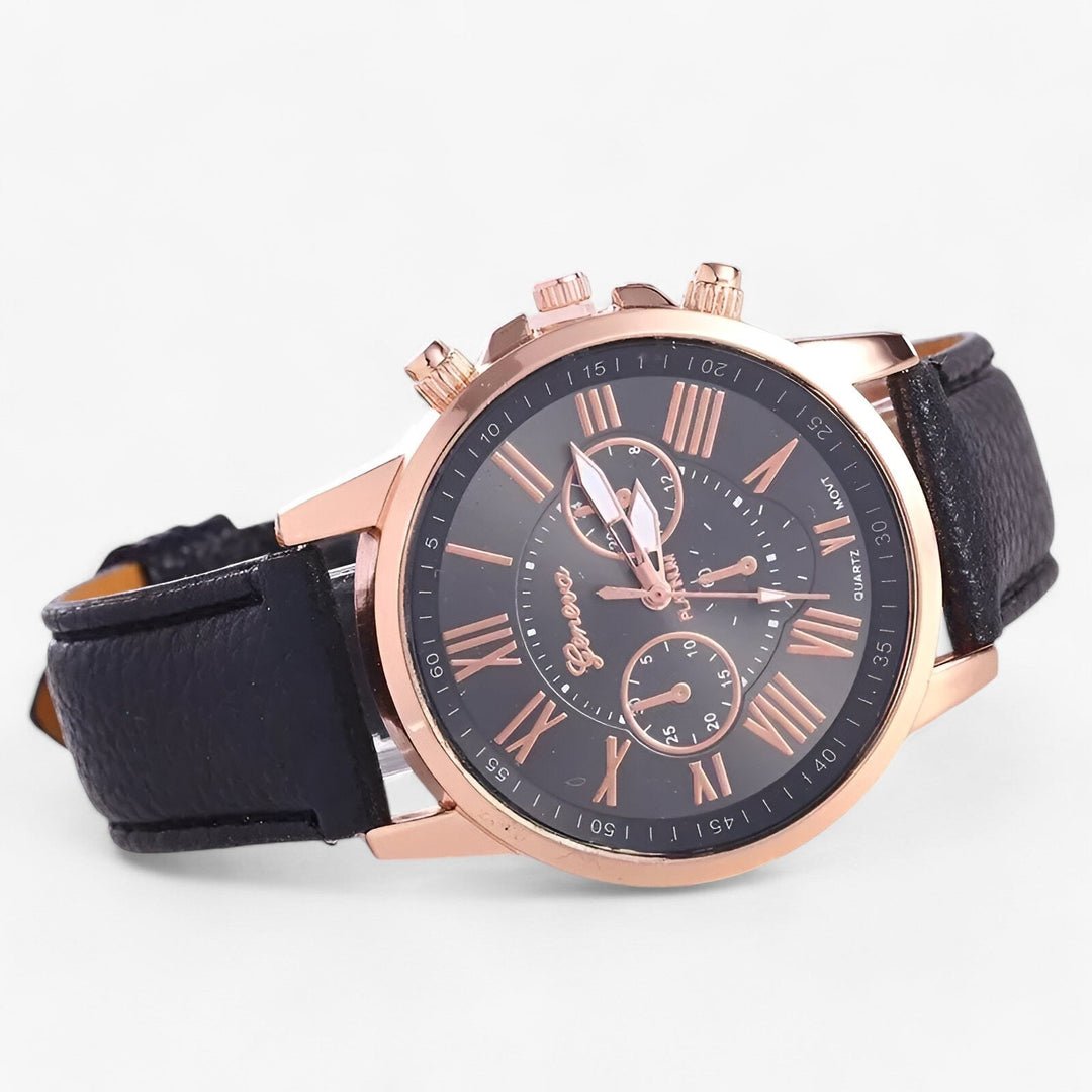 Women's Water-Resistant Watch with Genuine Leather Strap