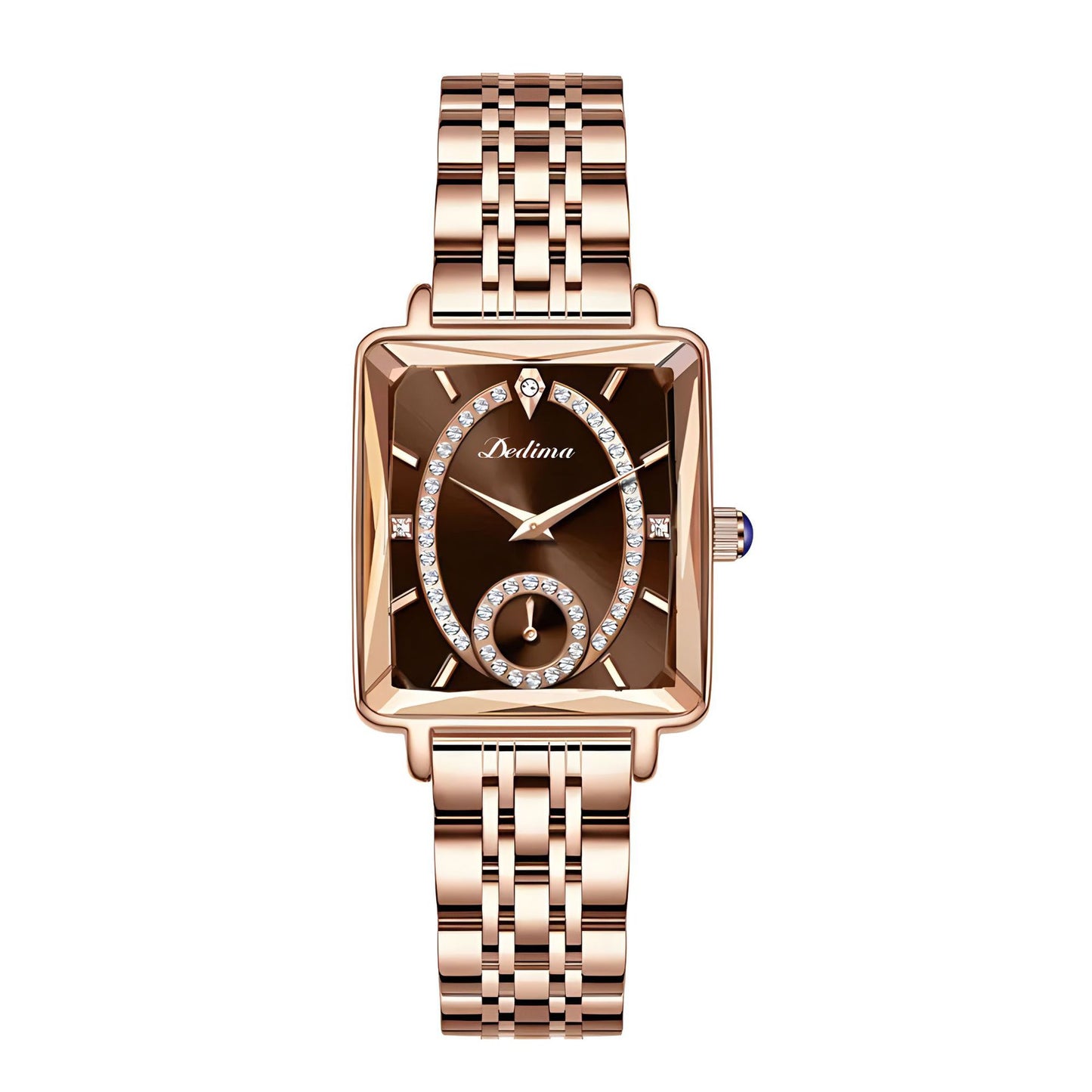 Fashion Square Ladies Rose Gold Diamond Watch