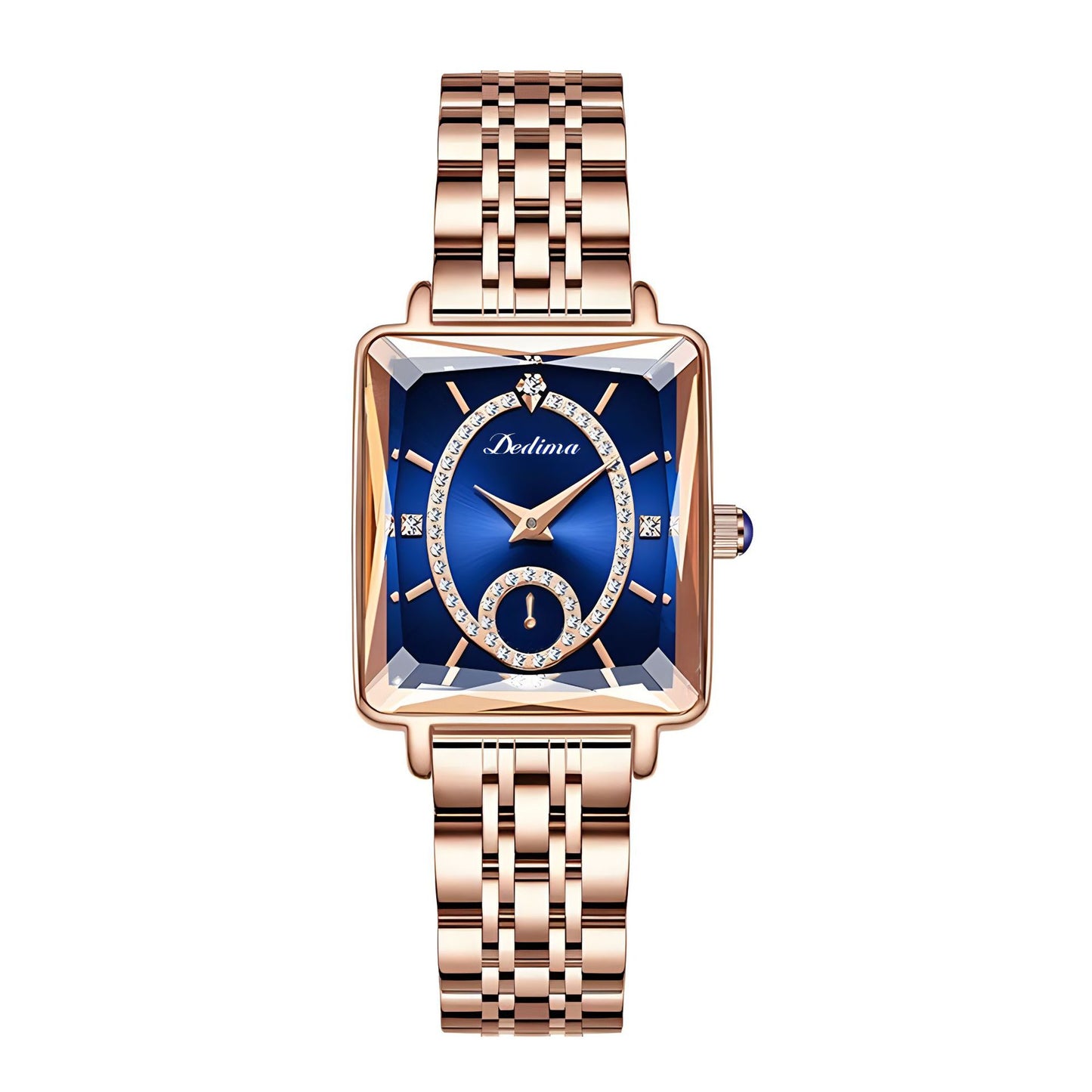 Fashion Square Ladies Rose Gold Diamond Watch