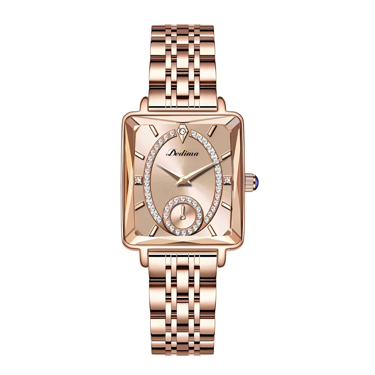 Fashion Square Ladies Rose Gold Diamond Watch