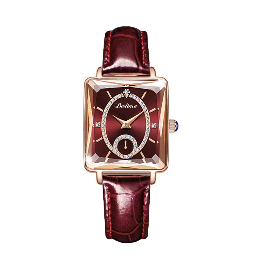 Fashion Square Ladies Rose Gold Diamond Watch