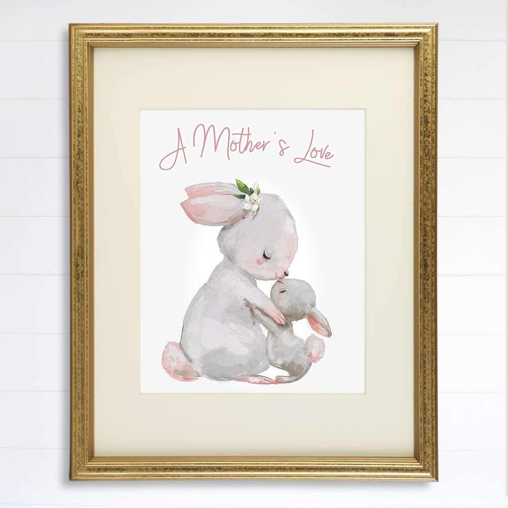 Mother and Child Bunny Wall Art Print - 8x10