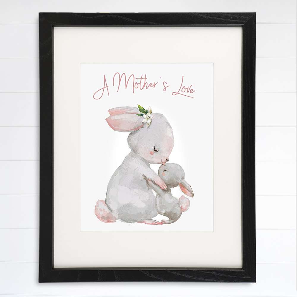 Mother and Child Bunny Wall Art Print - 8x10