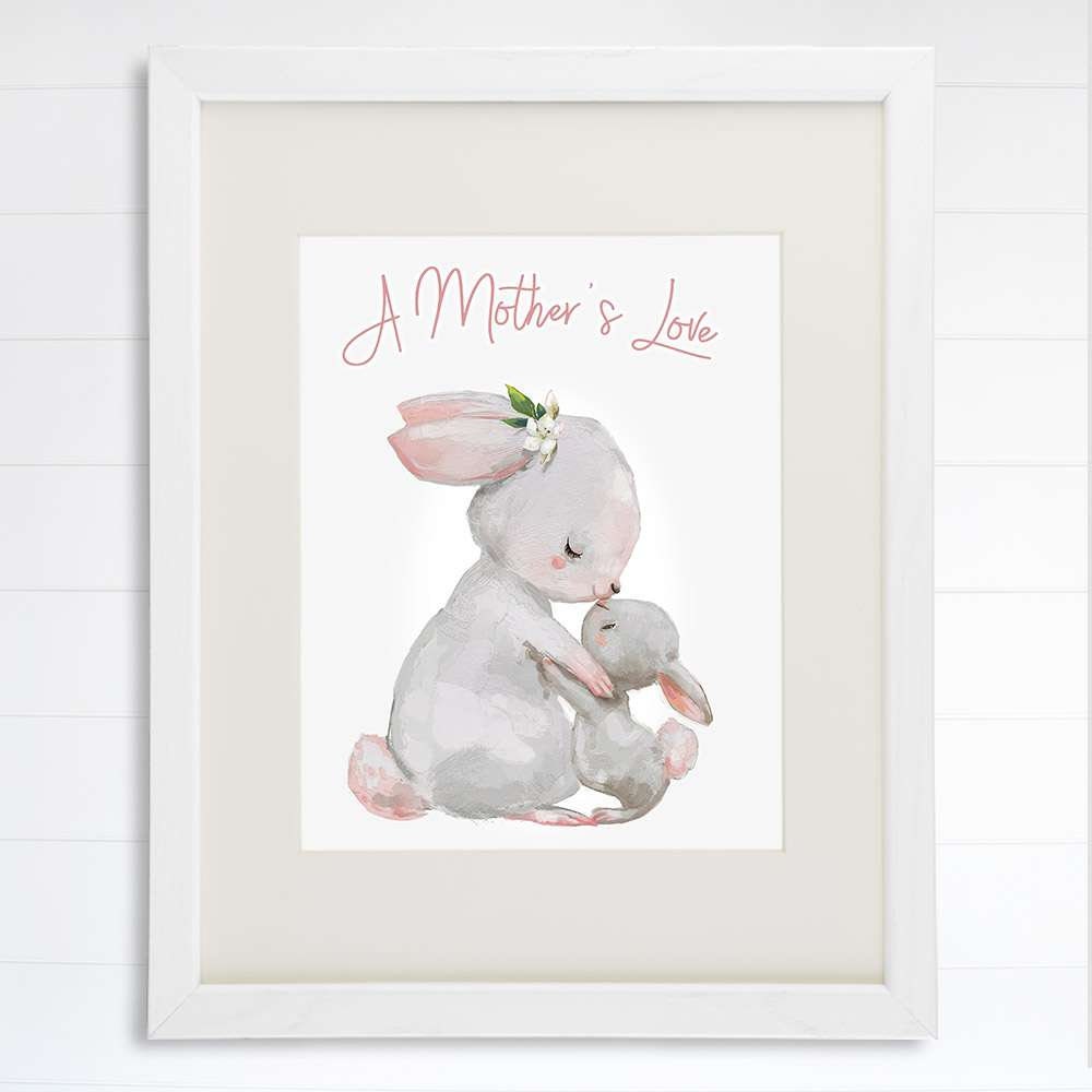 Mother and Child Bunny Wall Art Print - 8x10