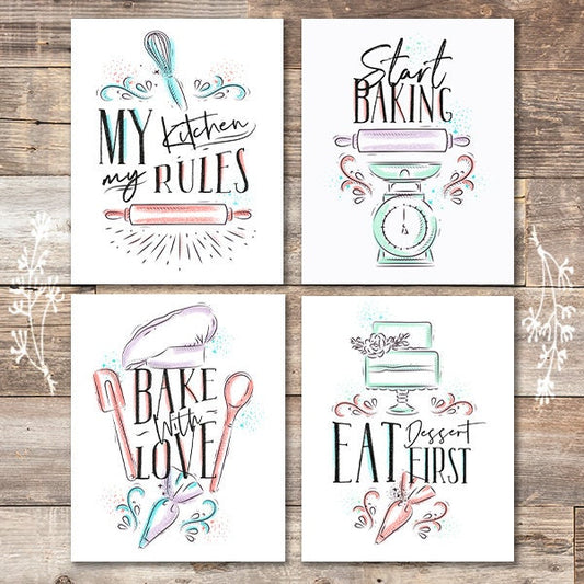 Kitchen Quotes Baking Wall Print (Set of 4) - 8x10s
