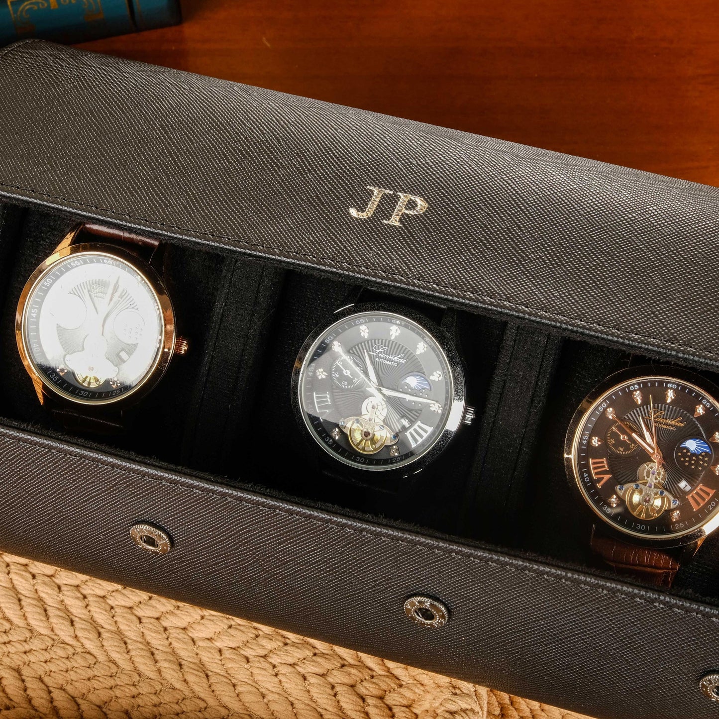 Personalized Leather Watch Box, PU Leather Watch Box, Travel Watch Case, Husband Gift, Groomsman Watch Case Gift, Gift for him,Wedding gifts