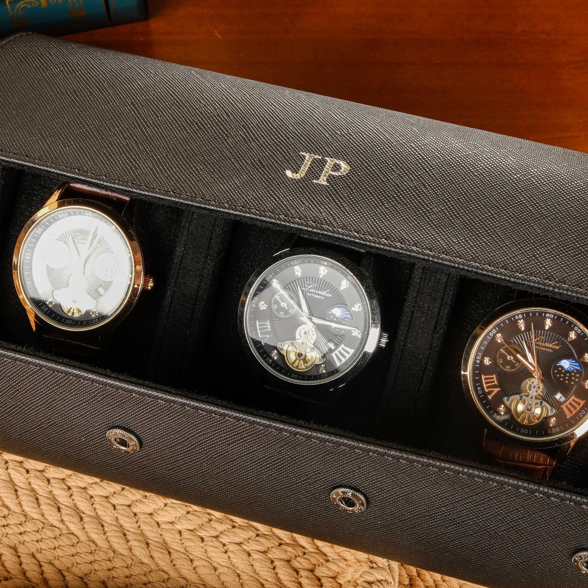 Personalized Leather Watch Box, PU Leather Watch Box, Travel Watch Case, Husband Gift, Groomsman Watch Case Gift, Gift for him,Wedding gifts
