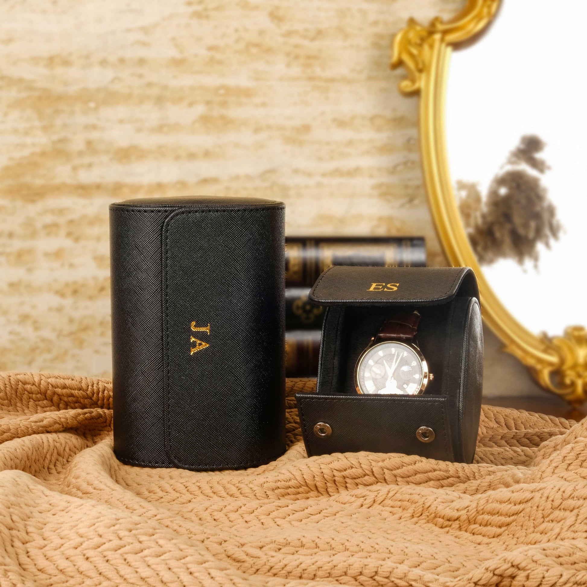 Personalized Leather Watch Box, PU Leather Watch Box, Travel Watch Case, Husband Gift, Groomsman Watch Case Gift, Gift for him,Wedding gifts