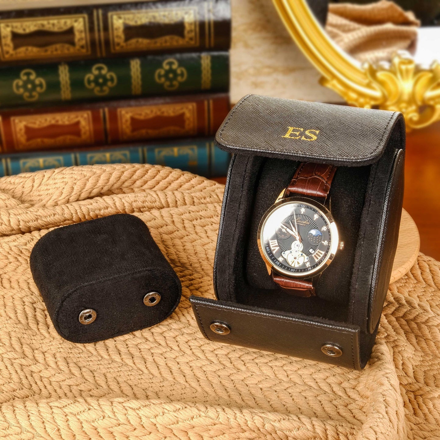 Personalized Leather Watch Box, PU Leather Watch Box, Travel Watch Case, Husband Gift, Groomsman Watch Case Gift, Gift for him,Wedding gifts