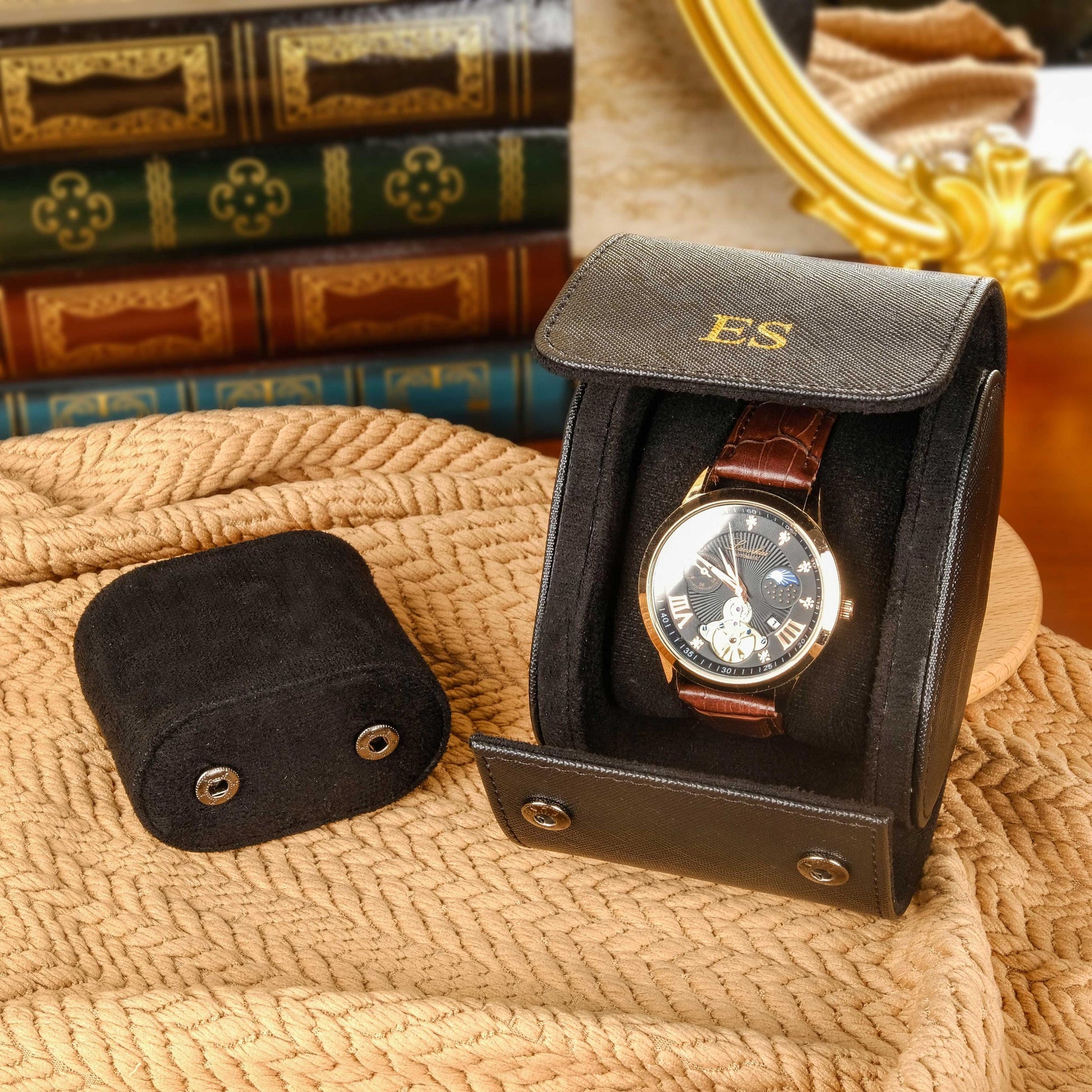 Personalized Leather Watch Box, PU Leather Watch Box, Travel Watch Case, Husband Gift, Groomsman Watch Case Gift, Gift for him,Wedding gifts