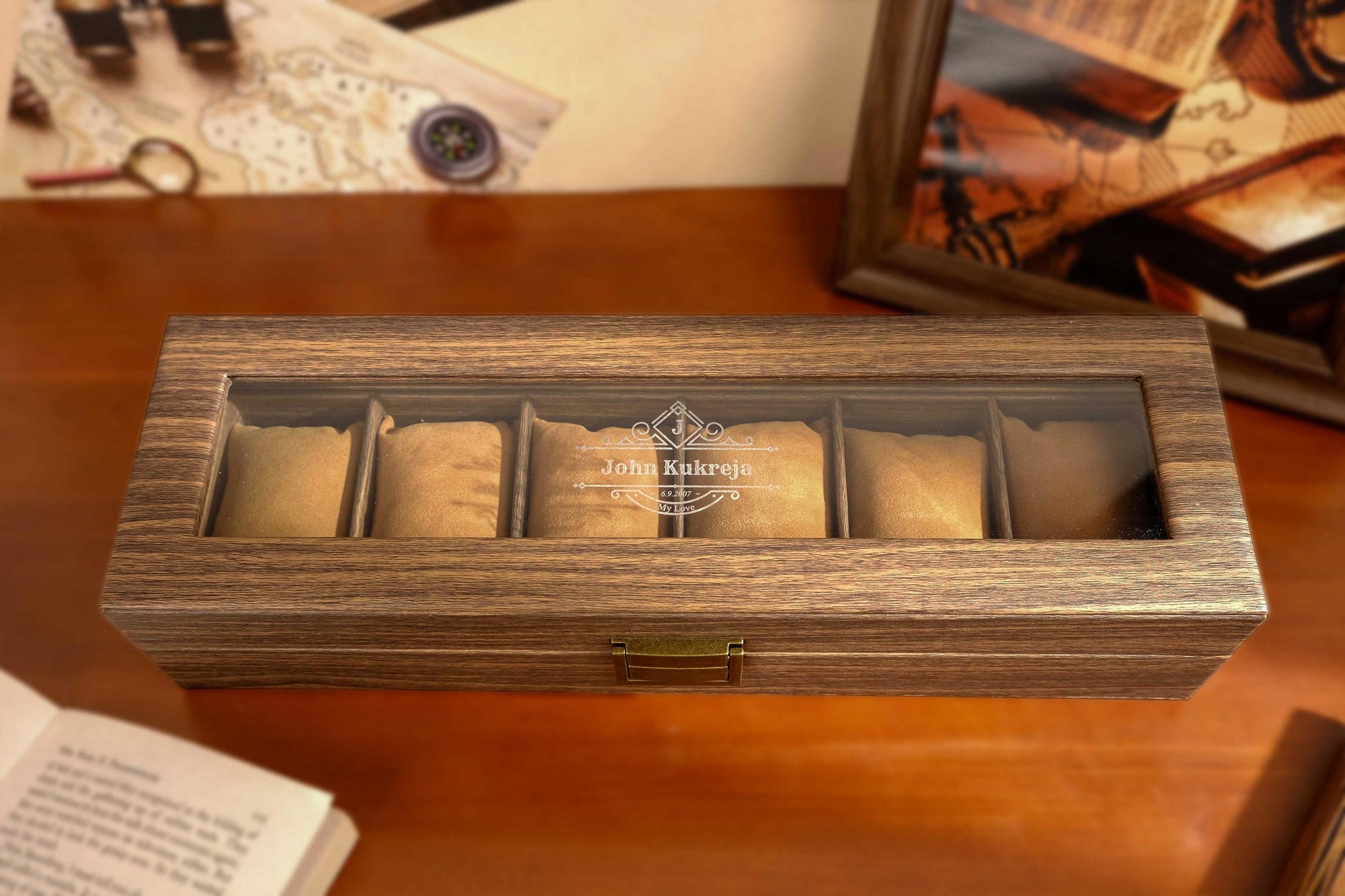 Personalized PU Leather Watch Box for 6 slot, Watch box for men, Watch organizer men, Watch Storage Case, Father's days gift, Wedding Gift