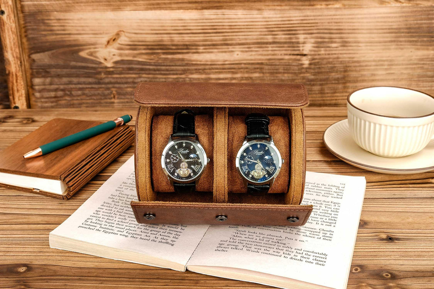 Personalized Leather Watch Box, Vegan Leather Watch Box, Watch Roll for 3 Watches, Valentine's Day gifts, Travel Watch Box, Gifts for Dad