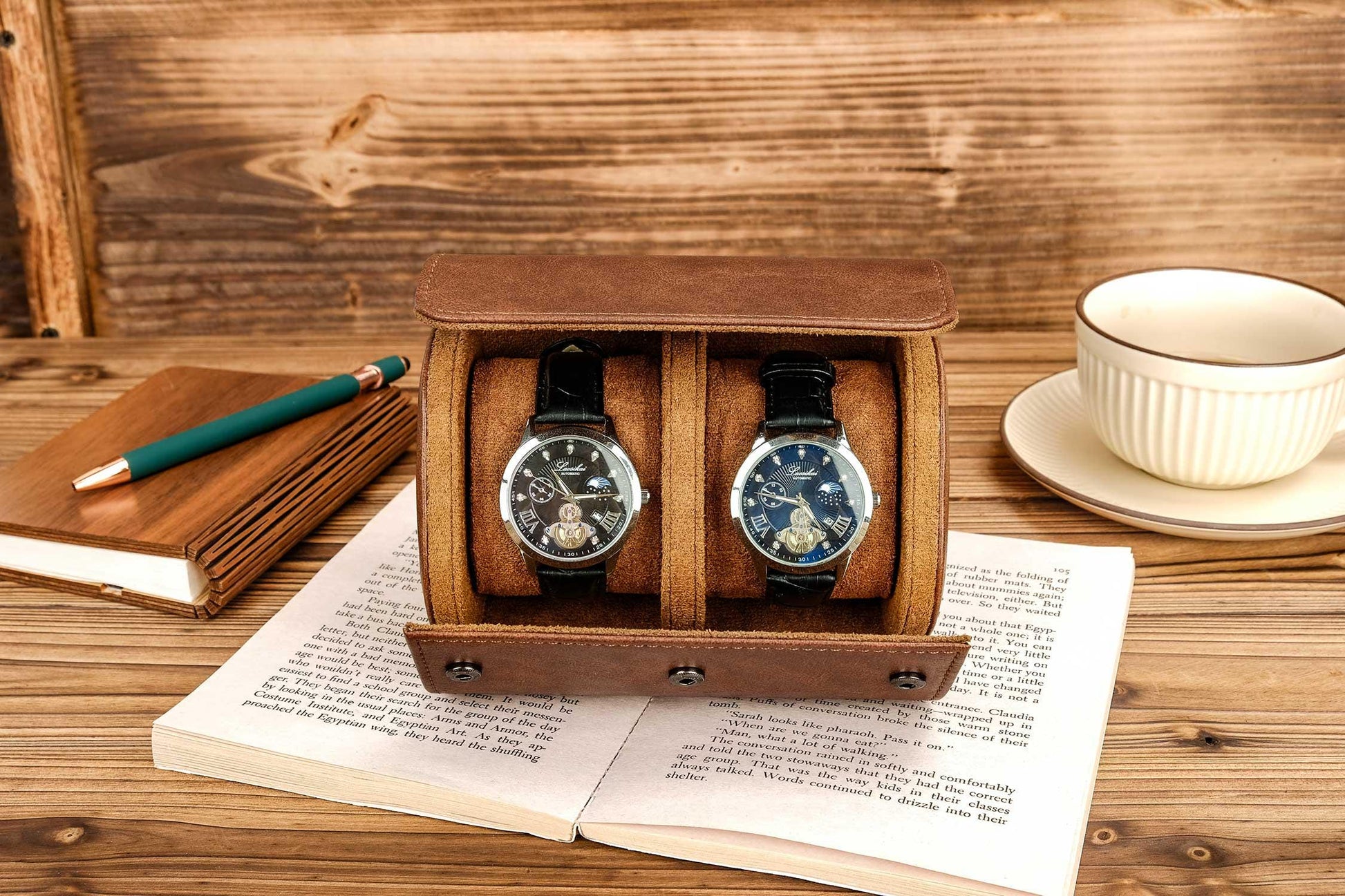 Personalized Leather Watch Box, Vegan Leather Watch Box, Watch Roll for 3 Watches, Valentine's Day gifts, Travel Watch Box, Gifts for Dad