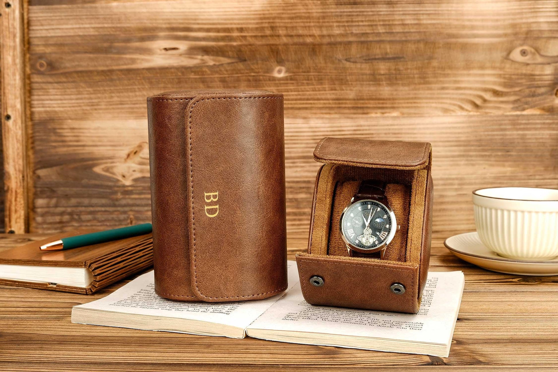 Personalized Leather Watch Box, Vegan Leather Watch Box, Watch Roll for 3 Watches, Valentine's Day gifts, Travel Watch Box, Gifts for Dad