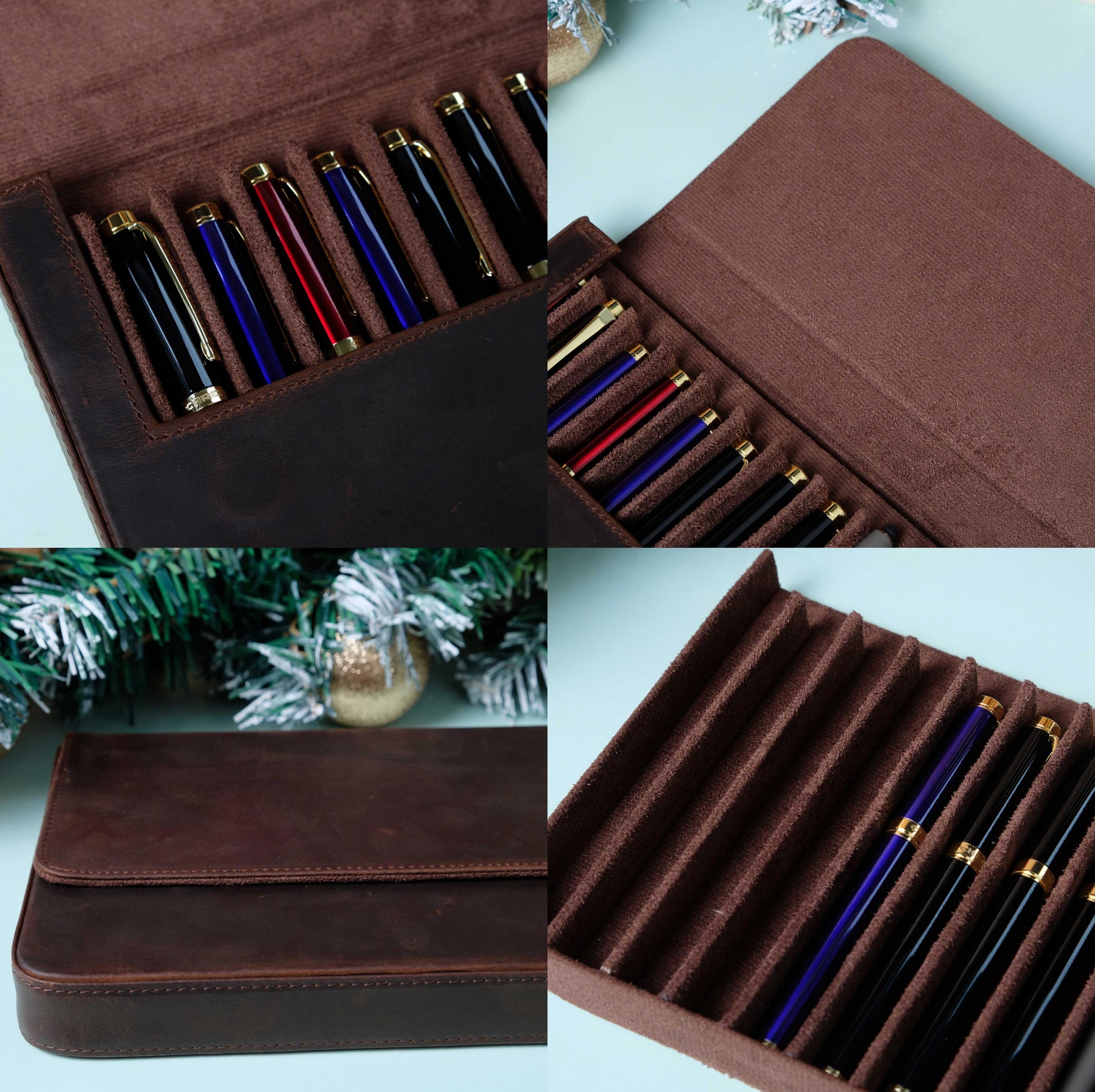 Personalization Crazy Horse Leather Pen Case, Fountain pen case, Pen Organizer Storage Holder, Office gifts, Travel Pen Case, Birthday gifts